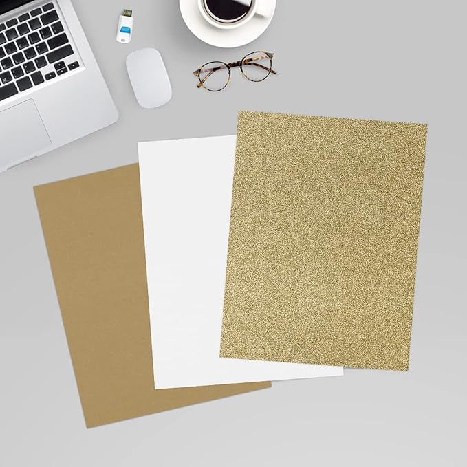 LUXPaper 8.5" x 11" Paper | Letter Size | Gold Sparkle | 90lb. Text | 1,000 Qty