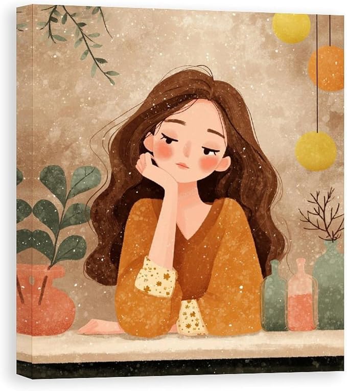 Wall Art Framed Canvas Whispering Desk Painting Ready to Hang Abstract Artwork for Bedroom Living Room Office Wall Decor Modern Home Interior Unique Design Print