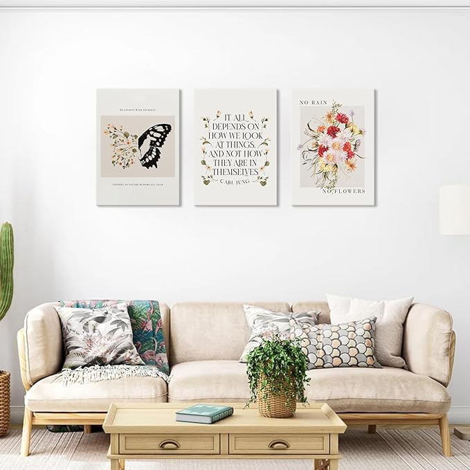 VVL 3Pcs Inspirational Quotes Wall Art for Office Mental Health Canvas Wall Art Motivation Painting Picture Wall Decor for School Office Treatment Room Home Decoration 12x16in