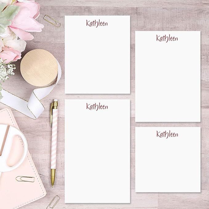 Current Elegant Personalized Notepad Set – Set of 4, 100-Sheet Pads, Multiple Sizes, 3 Ink Choices, Great for Graduations and Personalized Gifts, Printed in the USA