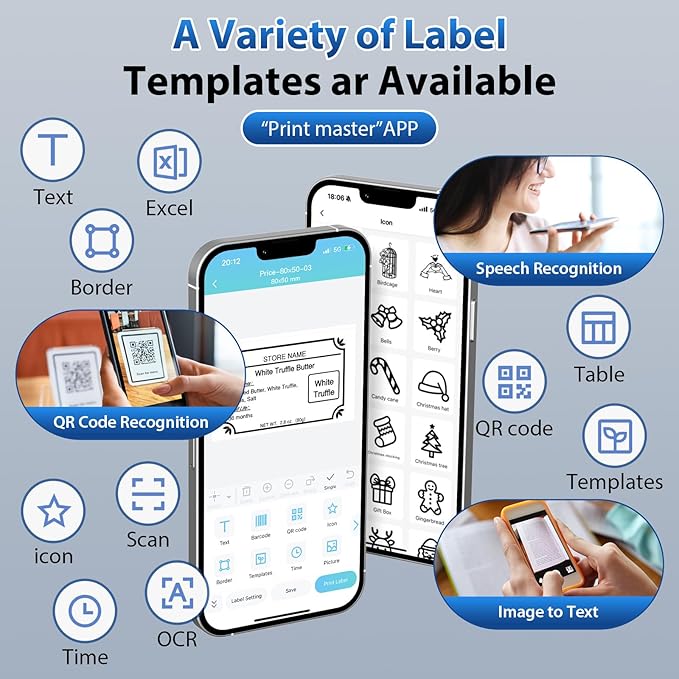 M220 Wireless Label Maker Portable Address Printer for 0.78 to 3.14 Inch Labels, for Home Office and Small Business Organization, Compatible with iPhone Android and PC, with 40x30mm Label