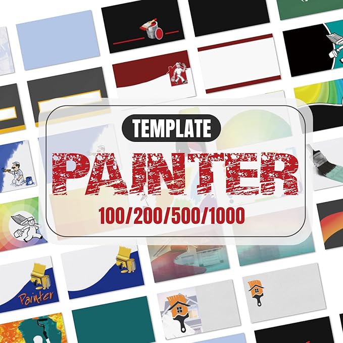 Business Cards Customize with Painting Services Templates, Custom Business Cards Personalized with Your Logo, 3.5"X 2" 300gsm Matte Paper for Small Business