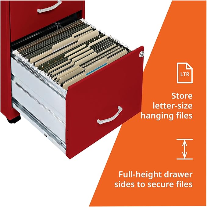 Lorell LYS SOHO File/File Mobile File Cabinet, Red