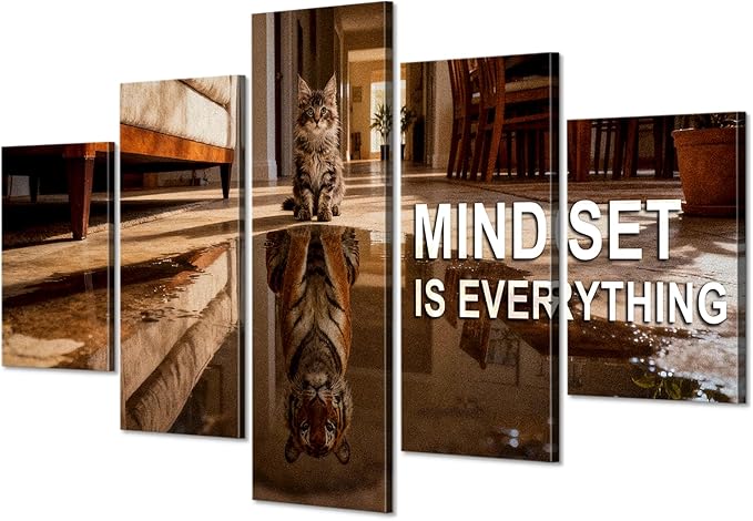 YOUHONG 5 Pieces Motivational Wall Decor Motivational Posters Mindset is Everything Wall Art Inspirational Decor Office Artwork, Positive Quotes for Office Decoration Ready to Hang (70''W x 40''H)