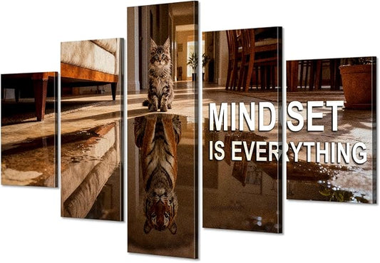 YOUHONG 5 Pieces Motivational Wall Decor Motivational Posters Mindset is Everything Wall Art Inspirational Decor Office Artwork, Positive Quotes for Office Decoration Ready to Hang (70''W x 40''H)