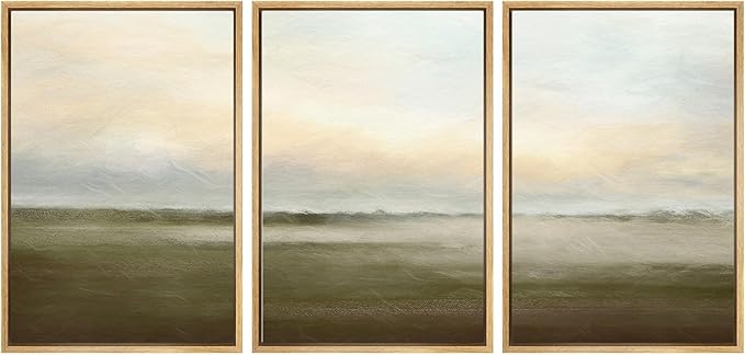 SIGNWIN Framed Canvas Print Wall Art Set Pastel Sunset Country Farmland Landscape Nature Abstract Illustrations Fine Art Decorative Nordic Rustic for Living Room, Bedroom, Office - 24"x36"x3 Natural