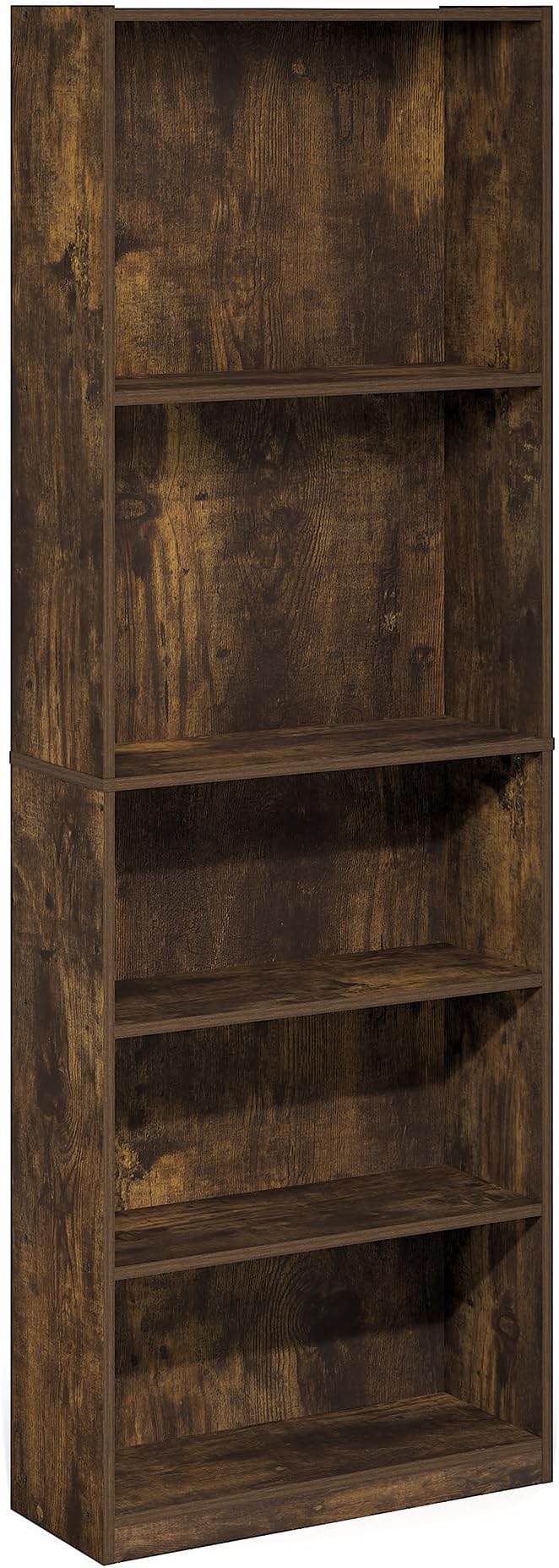 Furinno Jaya Book Shelf, 5-Tier Tall Book Shelf, Bookcase with Open Shelving, Standing Bookshelf, 9.5 x 24.6 x 71.1, for Organization and Storage, for Home Office, Living Room, Amber Pine