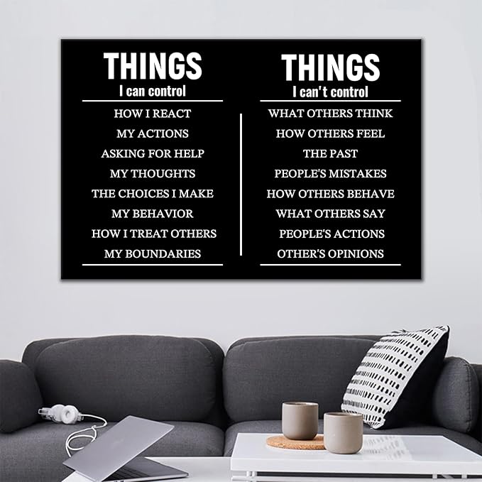 Things I Can Control Motivational Office Wall Art Inspirational Poster Print Quotes Picture Painting Positive Wall Decor for Home Men Workplace Hallway Canvas Artwork Ready to Hang [24''Wx36''H]