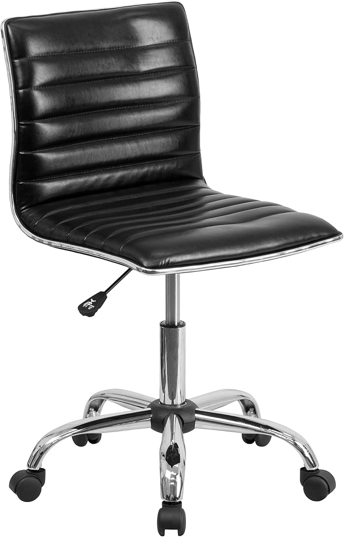 Flash Furniture Alan Low Back Designer Armless Black Ribbed Swivel Task Office Chair