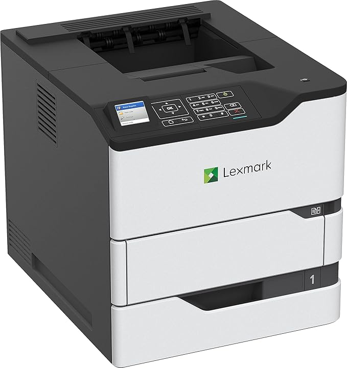 Lexmark MS821dn Monochrome Laser, Duplex (2-Sided) Printing: Integrated Duplex, 2.4-inch Color LCD Display, Print Speed: Up to 55 ppm, Recommended Monthly Page Volume: 3000-50000 Pages(50G0100)