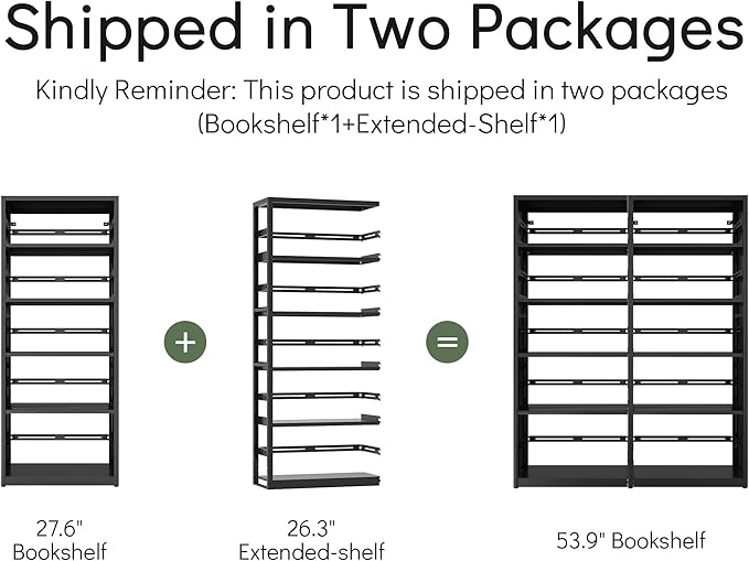 Large 5 Shelf Bookcase, Metal 5 Tier Bookshelf with Bookends, 54 Inch Wide Book Case, Tall Book Shelf Organizer, Black Bookcases for Library, Home Office, School, Clinic-Assemble Required