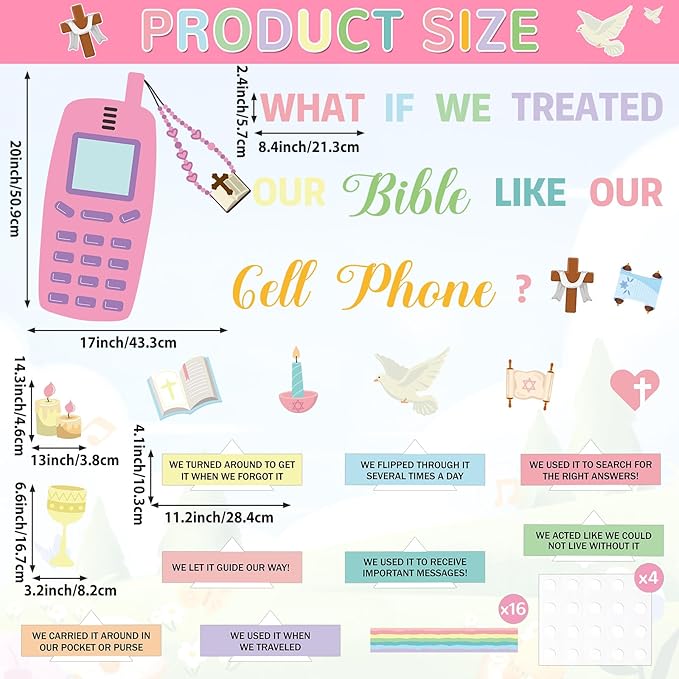 Religious Bible Bulletin Board Set Cell Phone Cutouts Christian Bible Classroom Bulletin Board Decoration Inspirational Christian Jesus Theme Cut Outs for Sunday vbs Church School Classroom Supplies