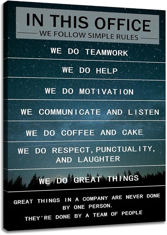 Inspirational Wall Art Motivational Quotes In This Office Poster Print Use for Modern Home Living Room Office Workplace Wall Decor Artwork Stretched and Framed Ready to Hang [18''Wx24''H]