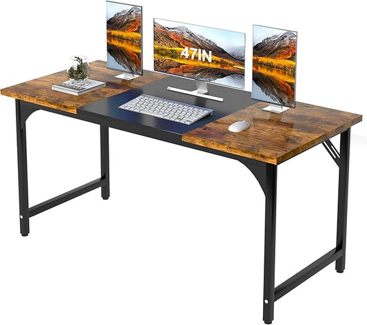 47 X 23.6 Inch Computer Desk, Office Desk w/Deeper Carbon Fiber Desktop, Modern Simple Study Table w/Sturdy Metal Frame & Large Legroom, Gaming Writing Work Desk for Home Office, Bedroom
