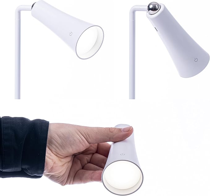 Flute Lamp - 4-in-1 Rechargeable LED Desk, Wall, Clamp Lamp & Flashlight with Magnetic Base, 4-Level Brightness, 270° Flexible Arm, USB-C Charging, Ideal for Home Office & Bedside - White