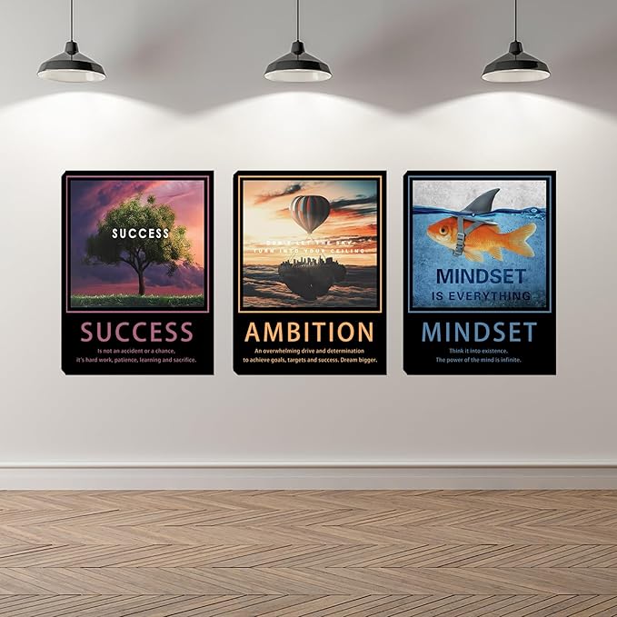 Inspirational Motivational Posters & Art - Wall Decor for Living Room, Bedroom & Home Office - Easy to Hang Framed Wall Decorations