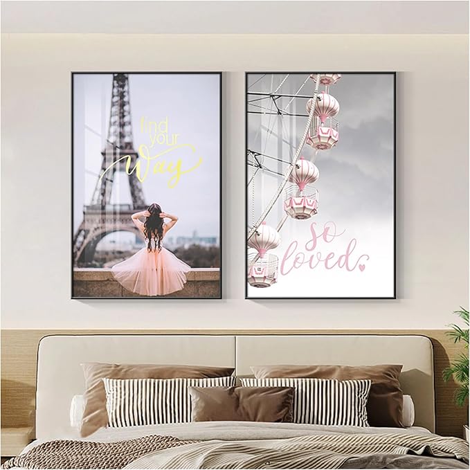 Wall Art for Office Framed Decorative Oil Painting Set Posters for Room Decorative Modern Artwork Ready to Hang 2 Pieces,S,23.6 * 15.7in