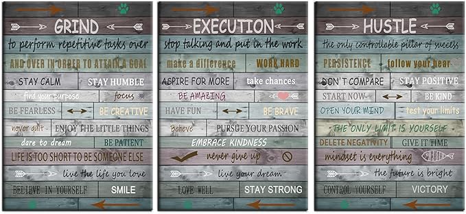 Inspirational Canvas Wall Art Poster Print Home Decor Motivational Entrepreneur Quotes Picture Painting Positive Theme Wall Artwork for Living Room Gym Office School Stretched and Framed [60''Wx28''H]