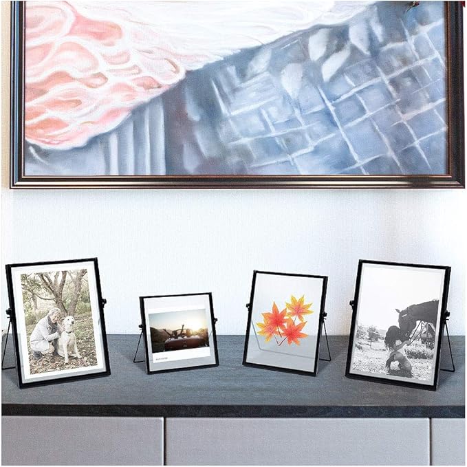 AceList Set of 3| 5x7 Picture Frame Collection Black Metal Floating Frame for Wedding, Bedroom, Home, Office Decor