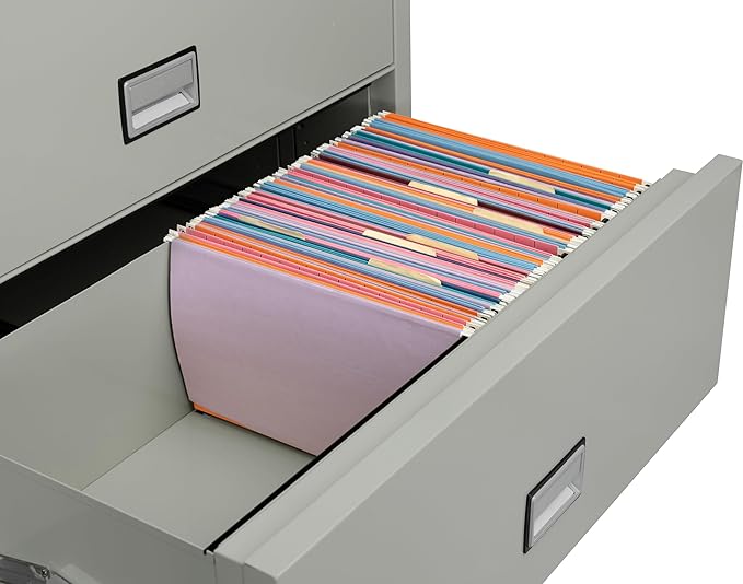 38 inch Wide 3-Drawer Lateral Fireproof File Cabinet – Legal and Letter Size Filing – Key Lock – Water Resistant – Fire Safe and Impact Rated – Light Gray Finish – Model LAT3W38LG