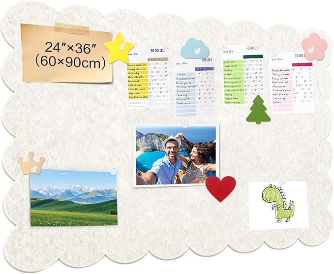 Felt Bulletin Board 36"×24" Large Pin Cork Boards for Walls Decor(with 30 Pcs Push Pins) Picture Photo Wall Display Notice Vision Board Office Supplies Accessories Kitchen,Classroom,Home,Room Decor