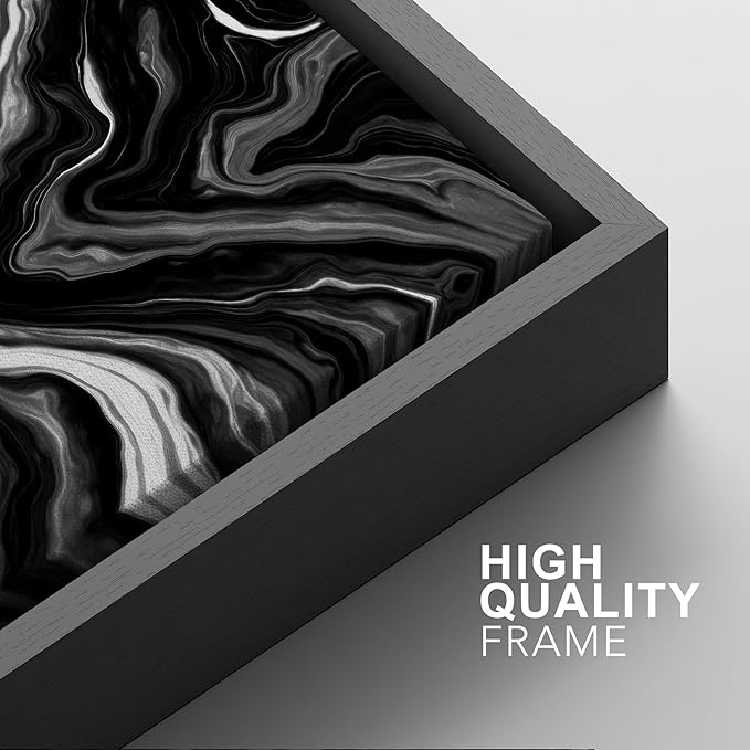 SIGNFORD Framed Wall Art Print Set Monochrome Swirl Abstract Contemporary Black and White Digital Art Modern Art Contemporary for Living Room, Bedroom, Office - 16"x24"x3 BLACK