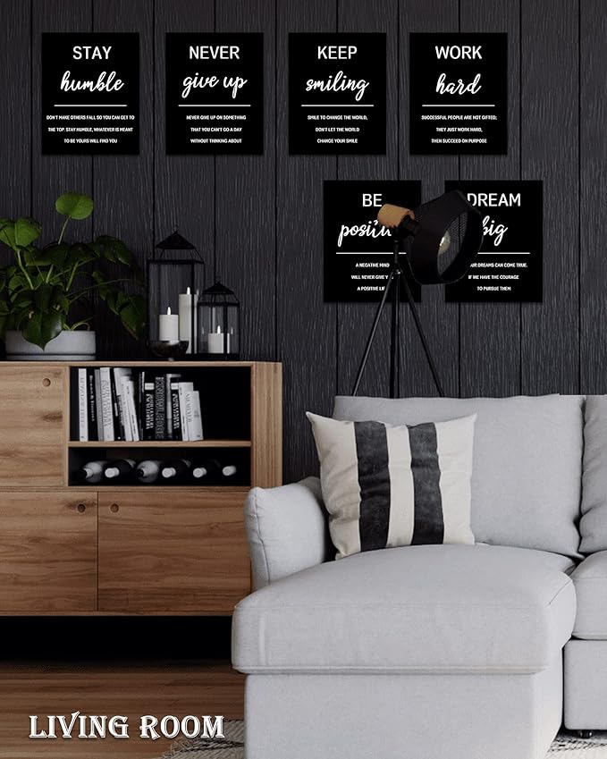 𝗗𝗿𝘀𝗼𝘂𝗺 Inspirational Office 𝗙𝗿𝗮𝗺𝗲𝗱 Wall Art Motivational Wall Decor Quotes Wall Art for Living Room Encouraging Canvas Posters for Bedroom Sayings for Wall Decor - 8” x10” x6 PCS (𝗙𝗿𝗮𝗺𝗲𝗱)