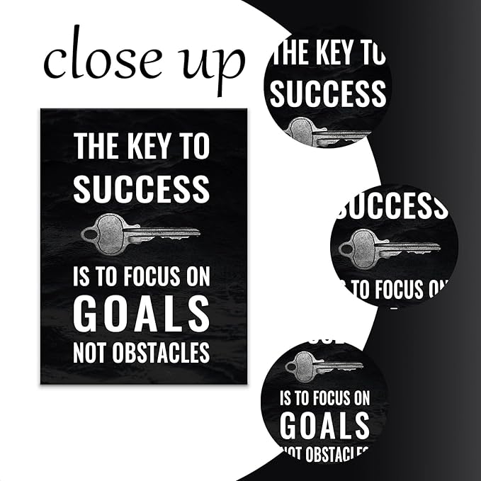 The Key to Success Inspirational Canvas Wall Art Poster Print Motivational Quotes Inspiring Positive Energy Painting Artwork for Living Room Office School Gym Stretched the Framed [30''Wx 40''H]