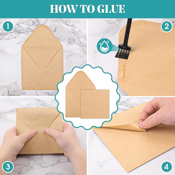 Blank Card and Envelopes 20K 6 X 6 Inch Kraft Brown Heavyweight 100LB Folded Kraft Cardstock Paper Square Envelopes for for DIY Greeting Cards, Wedding, Invitations, Baby Shower,& All Occasion