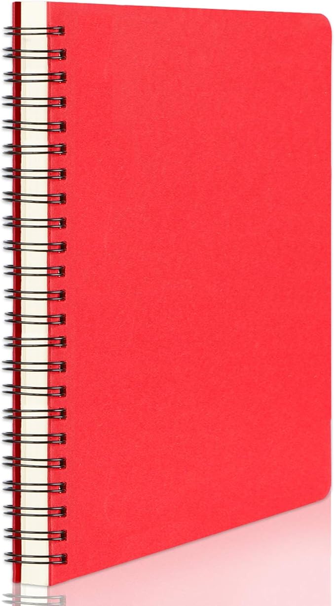 EUSOAR College Ruled Spiral Notebook, A5 1pack 5.5"X8.3" 160 Pages Lined Travel Writing Subject Notebooks Journal, Memo Notepad Sketchbook, Students Office Business Diary Ruled Journal-Red Cover
