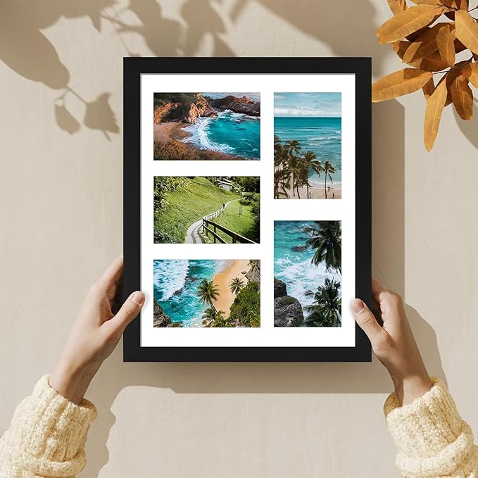 11x14 Collage Picture Frame, Displays 5Pcs 4x6 Photos with Mat or 1Pcs 11by14 Picture without Mat for Wall Hanging, Picture Frames Collage Wall Decor, 1 Pack