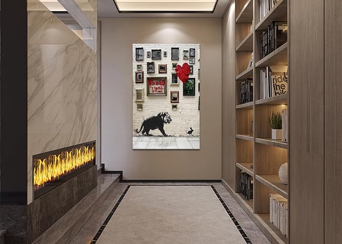 Canvas Trend Large Size Graffiti Motivational Wall Art Tiger and Rabbit Run for Your Lives Positive Quotes Artwork Living Room Decor Framed Ready to Hang-28x44 inch