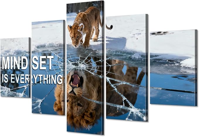 5 Pieces Mindset is Everything Inspirational Wall Decor Inspirational Posters Office Pictures Motivational Art Motivational Posters Quotes Wall Art, for Office Decor Ready to Hang (50''W x 24''H)