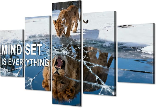 5 Pieces Mindset is Everything Inspirational Wall Decor Inspirational Posters Office Pictures Motivational Art Motivational Posters Quotes Wall Art, for Office Decor Ready to Hang (70''W x 40''H)