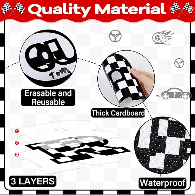 260 PCS Bulletin Board Letters for Classroom 4” Letters Combo Pack Set Black Checkered Car Classroom Decorations Alphabet Numbers Symbols Letters for Bulletin Board Cutouts Card for Classroom Decor