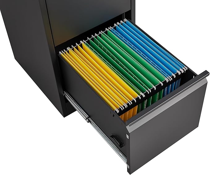 4 Drawer File Cabinet, Heavy Duty Vertical Filing Cabinets with Lock, Metal Steel Storage Cabinet for Office and Home, Assembly Required, Black