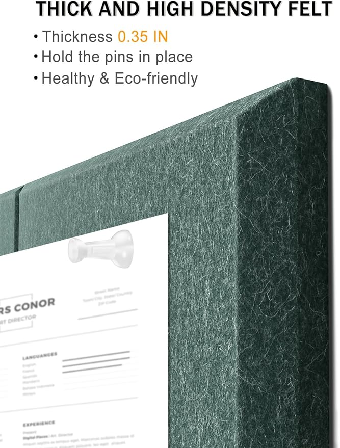 Hsurbtra Large Cork Board for Wall 36 x 24 Inch, 6 Pack Felt Bulletin Notice Board with Pushpins for Office Home School Farmhouse Wall Decor, Green