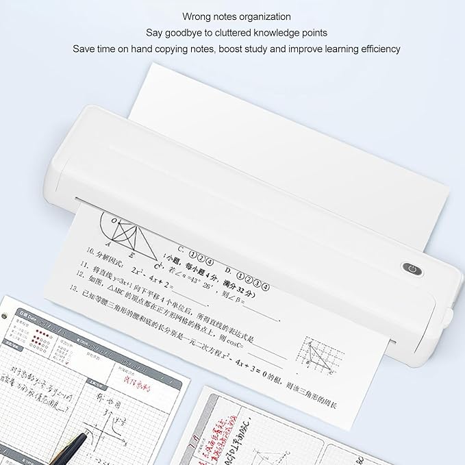 Zunate Portable Printers Cordless for Travel, Bluetooth Thermal Printer Support A4 Letter, Inkless Mobile Printer with App for Office, Home, School, Compatible with Android & Laptop