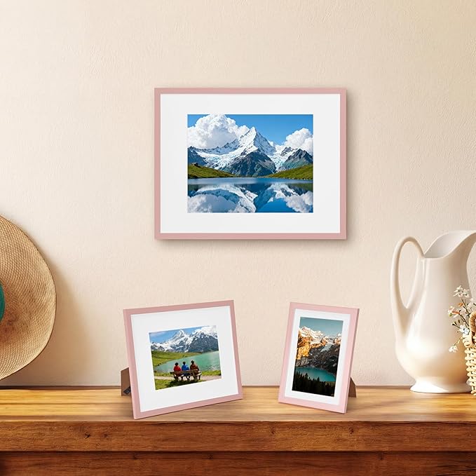 Giftgarden 14 Pack Pink Picture Frames Set with Mats, Assorted Matted Frame for Gallery Wall & Tabletop Photo Frames Collage, Multi Sizes Including 2pcs 11x14, 6pcs 8x10, 6pcs 5x7