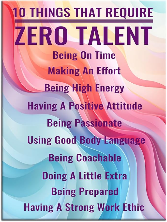 Motivational Canvas Poster Wall Art Inspirational Quotes Picture Print 10 Things that Require Zero Talent Picture Painting Artwork for Home Bedroom Office Wall Decoration Ready to Hang [18" W x 24" H]
