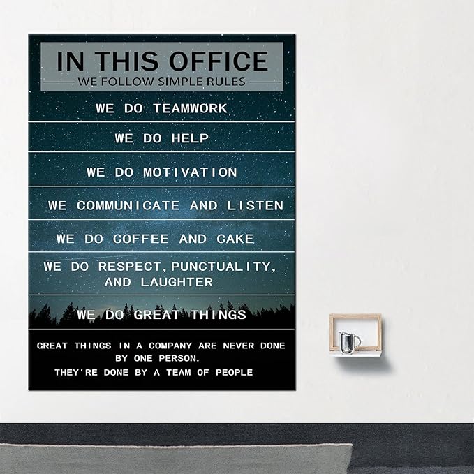 PSYYSP Office Inspirational Wall Art Positive Sayings In This Office Quotes Canvas Poster Motivational Teamwork Picture Print For Home Living Room Gym Wall Decor Ready to Hang [30''Wx 40''H]