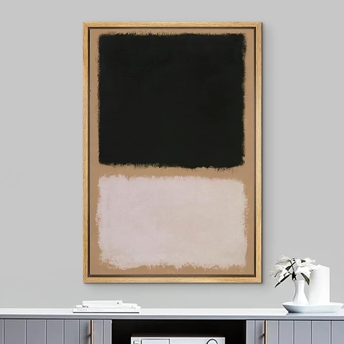 IDEA4WALL Framed Canvas Print Wall Art Rothko Style 1960s Geometric Color Blocks Abstract Shapes Illustrations Modern Art Decorative Contemporary for Living Room, Bedroom, Office - 24"x36" Natural