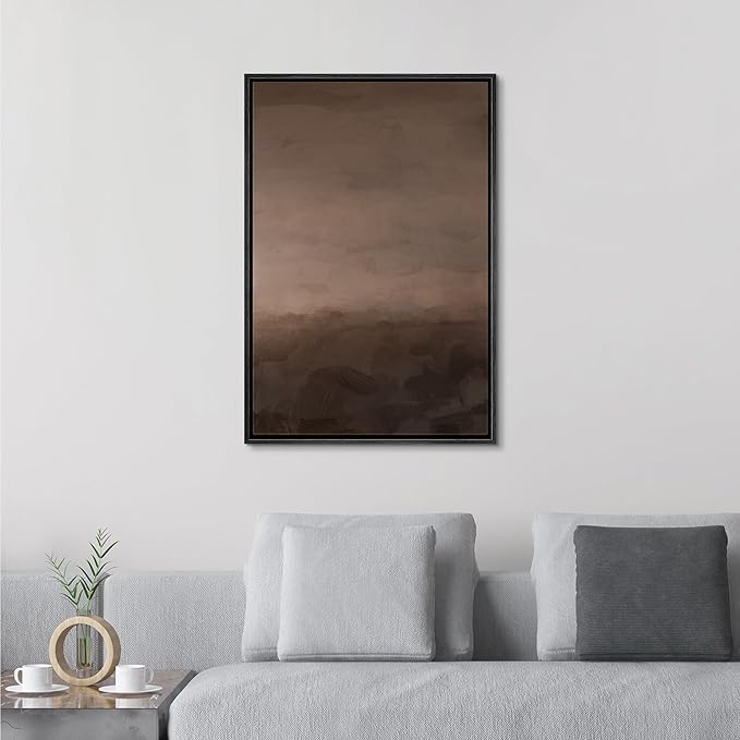 SIGNFORD Framed Canvas Print Wall Art Moody Brown and Earthy Abstract Minimalist Illustrations Modern Art Decorative Relax/Calm for Living Room, Bedroom, Office - 16"x24" Black