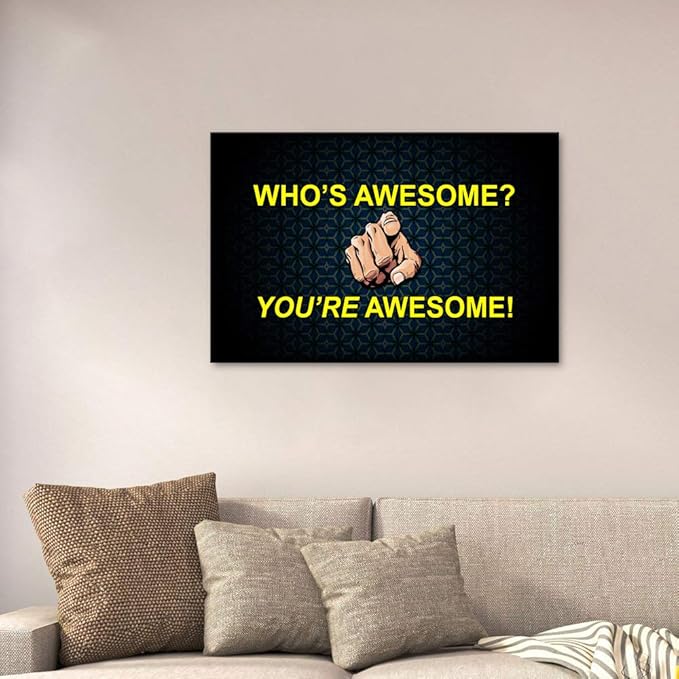 Yatsen Bridge Wall Art You’re Awesome Canvas Modern Entrepreneur Motivational Point You Positive Inspiring Painting Stretched and Framed Ready to Hang for Office and Bedroom Decor - 12''H x 16''W