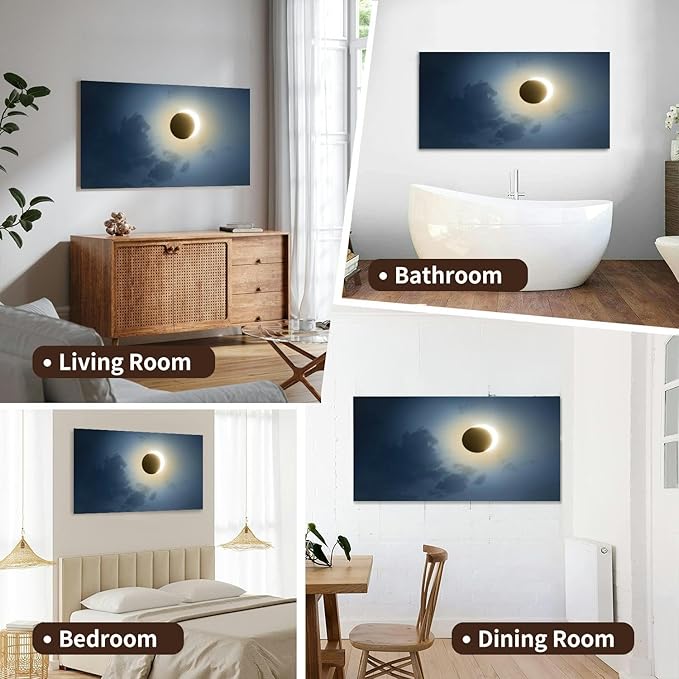 Canvas Wall Art for Living Room Bedroom Eclipse the Sun Big Large Wall Art Decor Framed Painting Wall Pictures Prints Artwork Office