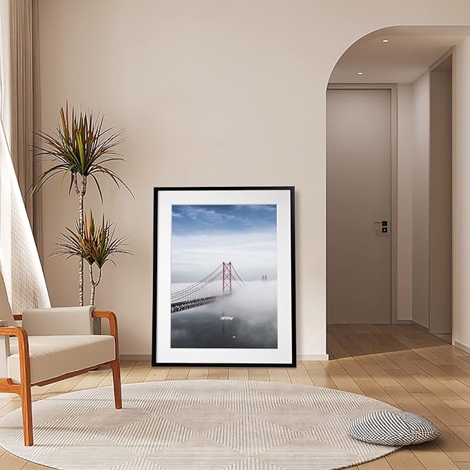 Egofine 22x28 Solid Wood Poster Frames Matted for 18x24 Set of 2 Black - with Acrylic Plexiglass Front, Hanging Picture Frames Vertically or Horizontally