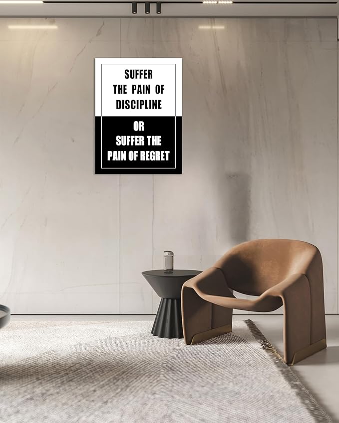 WYJDFART Inspirational Quotes Canvas Poster Suffer Discipline Pain or Regret Pain Motivational Wall Decor for Home School Bedroom Office Living Room Framed Ready to Hang [30" W X 40" H]