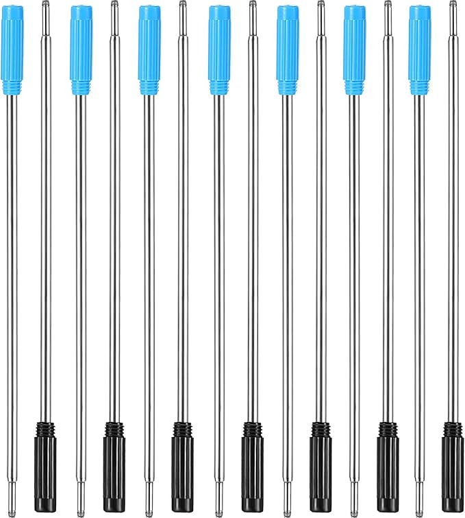 Jovitec 24 Pieces Replaceable Ballpoint Pen Refills Metal Pen Ink Refills Smooth Writing 4.5 Inch (11.6 cm) and 1 mm Medium Tip for Gifts Office(Black and Blue)