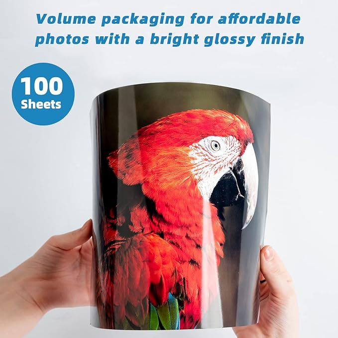 Uinkit 37lb Thin Flyer Paper Glossy 8.5x11 Inkjet 100 Sheets Single Side DIY Chip Bag 135gsm Printer Picture for Inkjet Printer with Dye Ink Letter size A4 Brochure (8.5X11X100)