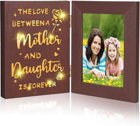 ZEEYUAN 4x6 Picture Frame Mothers Day Christmas Photo Gifts for Mom from Daughter, Mother and Daughter Christmas Picture Frame Gift for Mom- 4x6 Photo Frames Hinged Double Side Tabletop